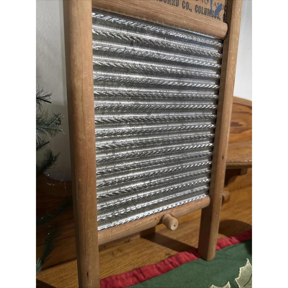 VTG Primitive Washboard Columbus Co. DUBL Handl Lingerie Laundry Room decor Smal - Picture 3 of 11